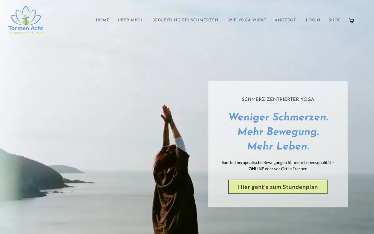 Alte Baukasten-Startseite des Yogastudios